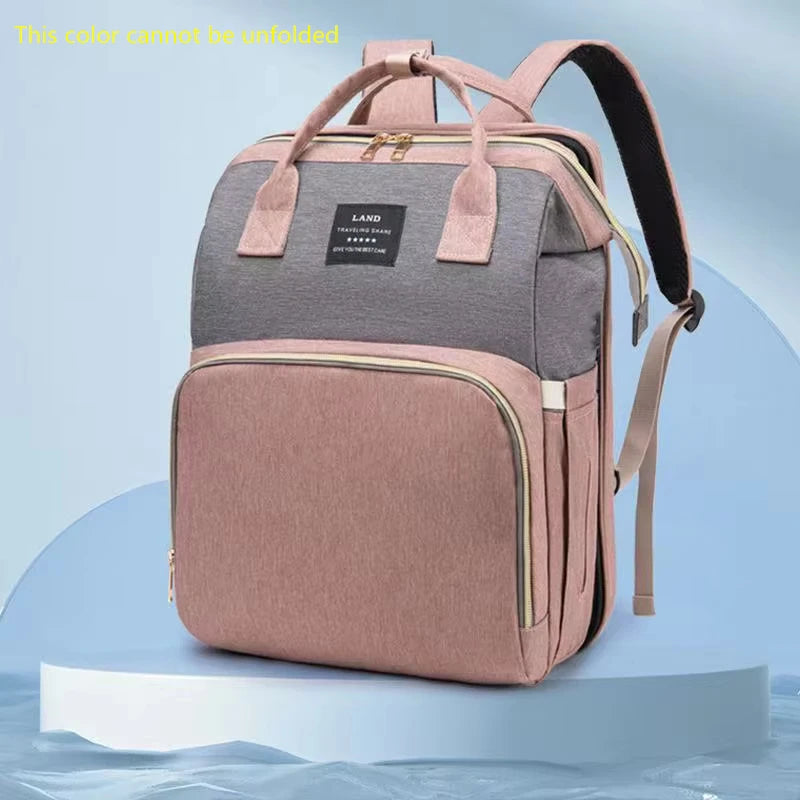 Folding Mommy Bag Lightweight Portable Folding Crib Bed Large-capacity Baby Backpack Female Mommy Outting Bag Mummy Bag